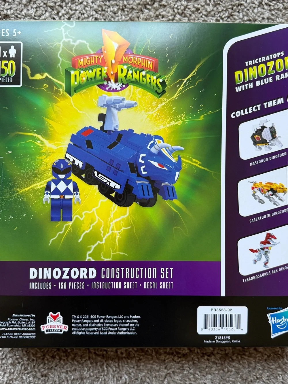 MIGHTY MORPHIN POWER RANGERS DINOZORD CONSTRUCTION SET TRICERATOPS BLUE NEW